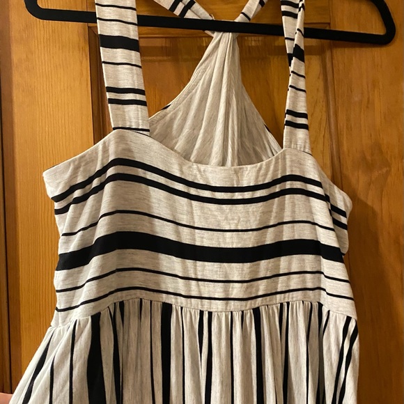 SOMA Chicos Halter Maxi Stripe DRESS Shelf Bra Black White Sz XL - Picture 5 of 14
